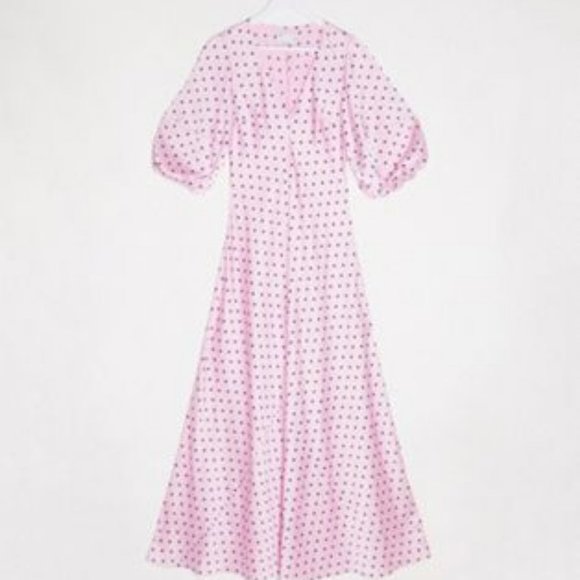 ASOS DESIGN Tall satin trapeze maxi dress with puff sleeves in spot - Picture 1 of 2